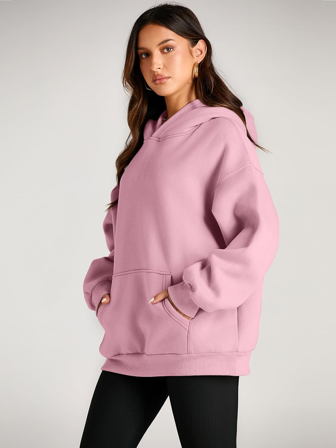 Women's Fleece Oversized Hoodie - Cozy Pullover Sweatshirt for Cold Weather - Picture 68 of 345