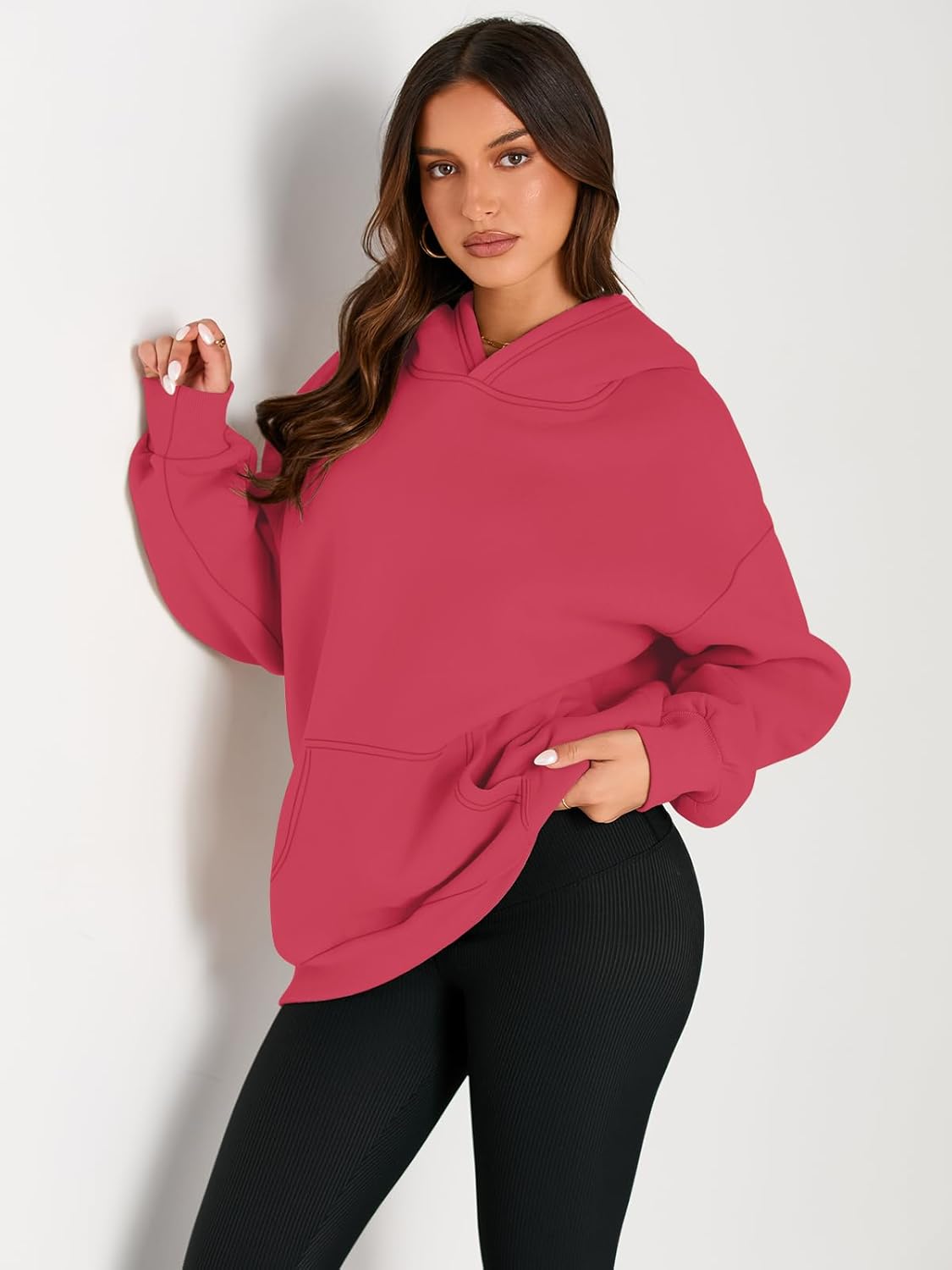 Women's Fleece Oversized Hoodie - Cozy Pullover Sweatshirt for Cold Weather - Picture 95 of 345