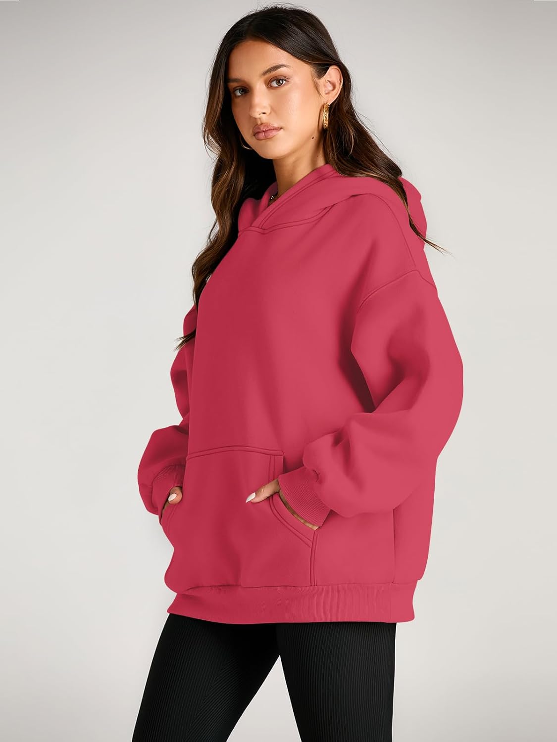 Women's Fleece Oversized Hoodie - Cozy Pullover Sweatshirt for Cold Weather - Picture 96 of 345
