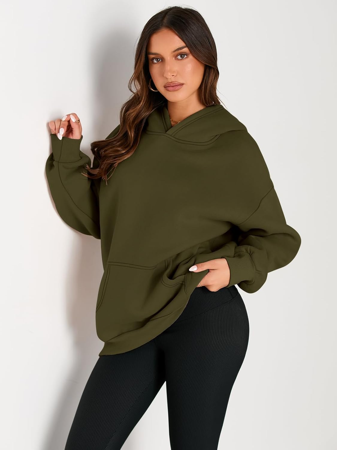 Women's Fleece Oversized Hoodie - Cozy Pullover Sweatshirt for Cold Weather - Picture 109 of 345