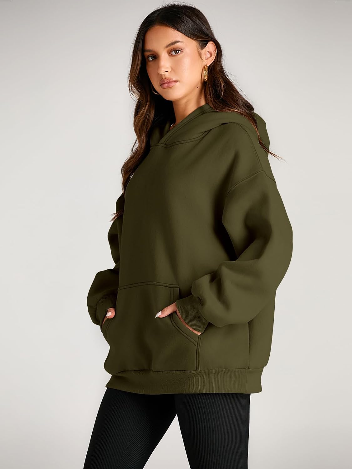 Women's Fleece Oversized Hoodie - Cozy Pullover Sweatshirt for Cold Weather - Picture 110 of 345
