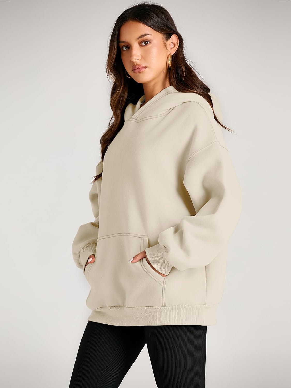 Women's Fleece Oversized Hoodie - Cozy Pullover Sweatshirt for Cold Weather - Picture 124 of 345
