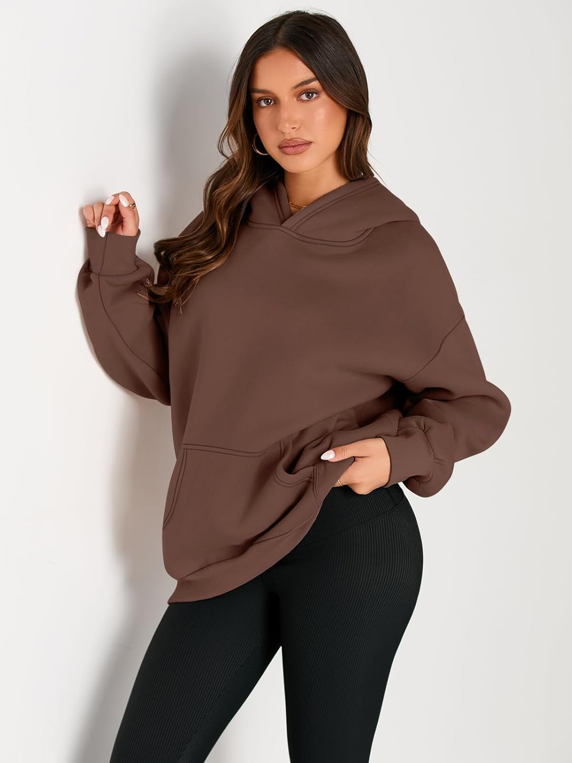 Women's Fleece Oversized Hoodie - Cozy Pullover Sweatshirt for Cold Weather - Picture 144 of 345