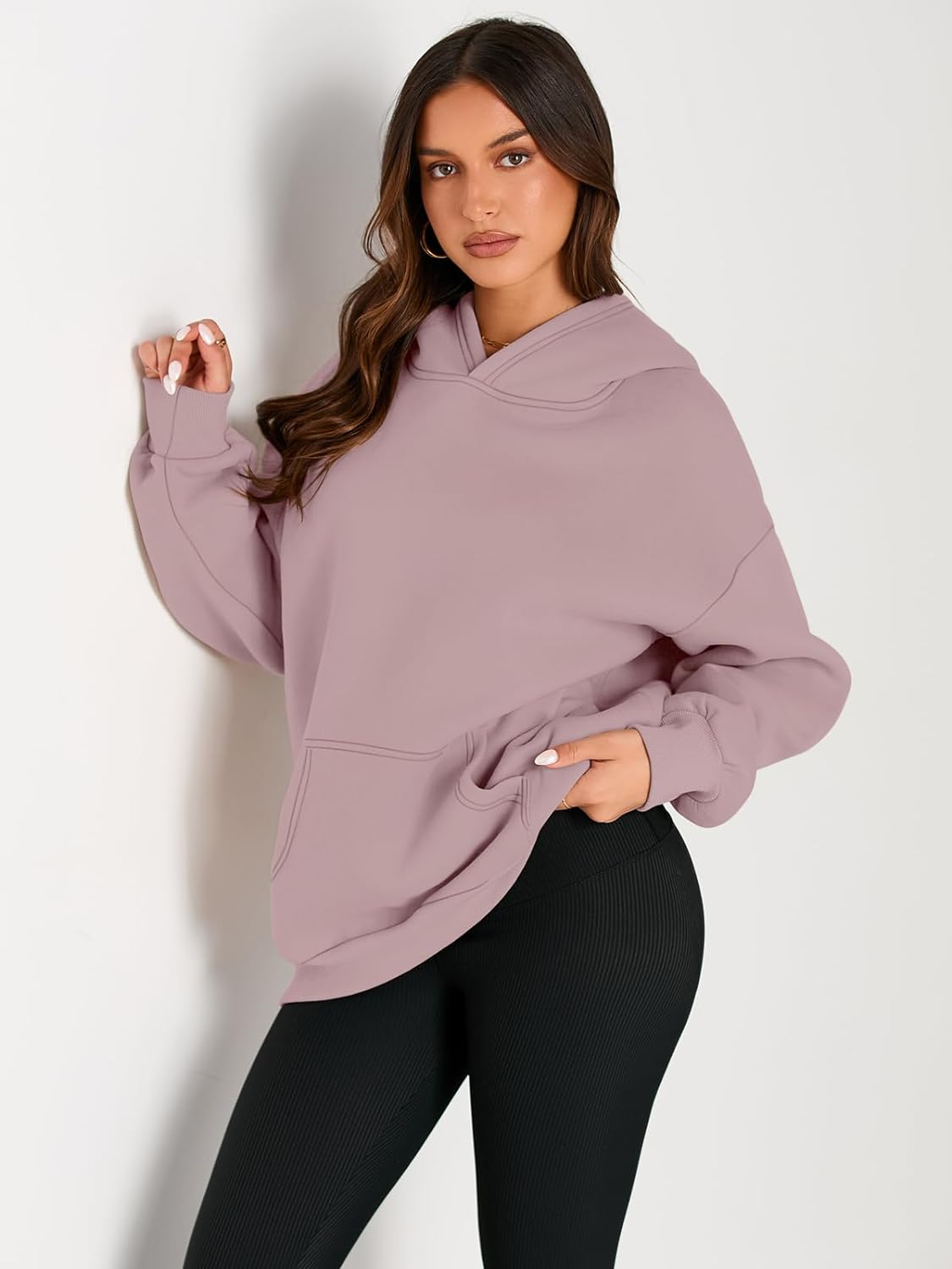 Women's Fleece Oversized Hoodie - Cozy Pullover Sweatshirt for Cold Weather - Picture 165 of 345