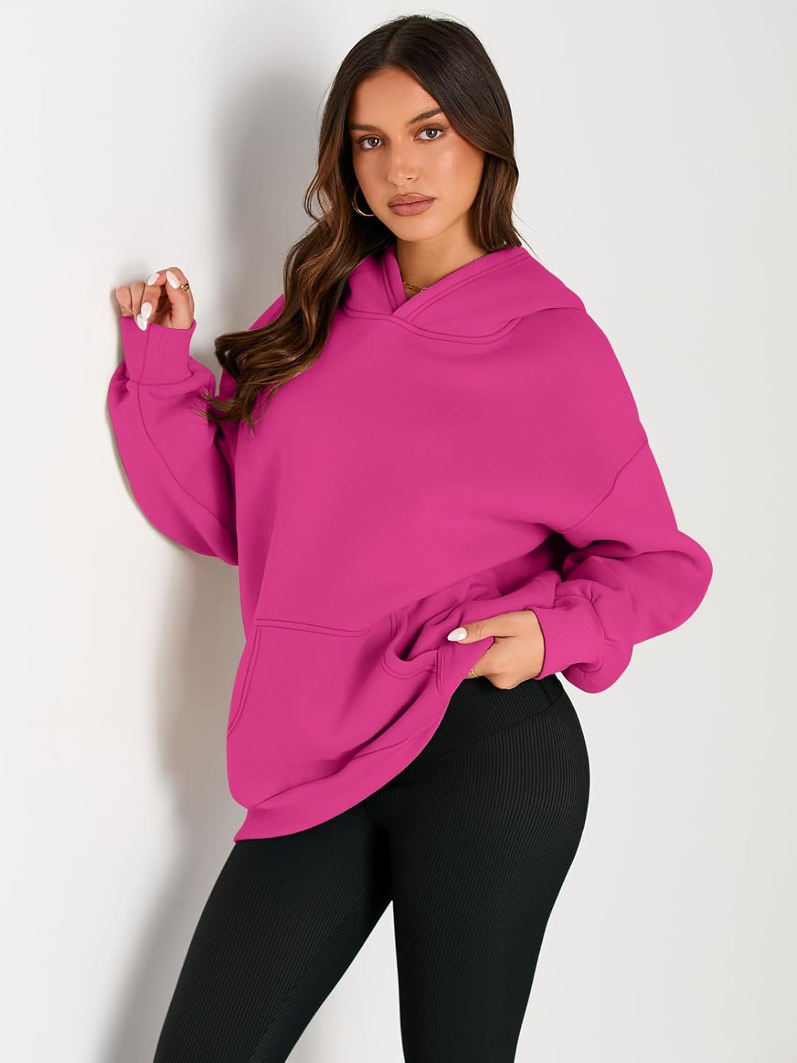 Women's Fleece Oversized Hoodie - Cozy Pullover Sweatshirt for Cold Weather - Picture 193 of 345