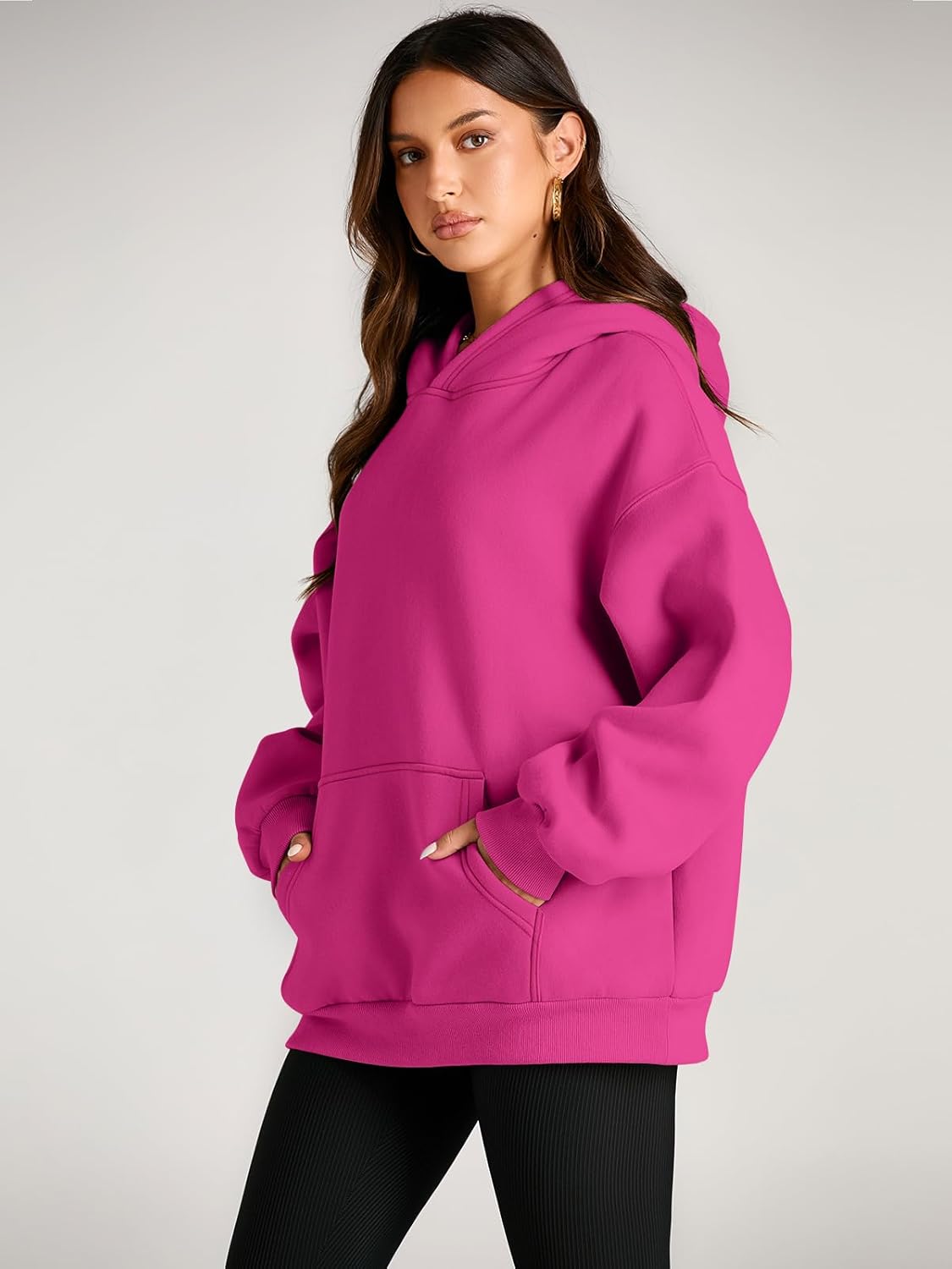 Women's Fleece Oversized Hoodie - Cozy Pullover Sweatshirt for Cold Weather - Picture 194 of 345