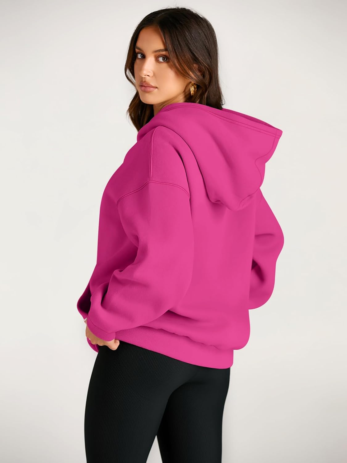 Women's Fleece Oversized Hoodie - Cozy Pullover Sweatshirt for Cold Weather - Picture 195 of 345