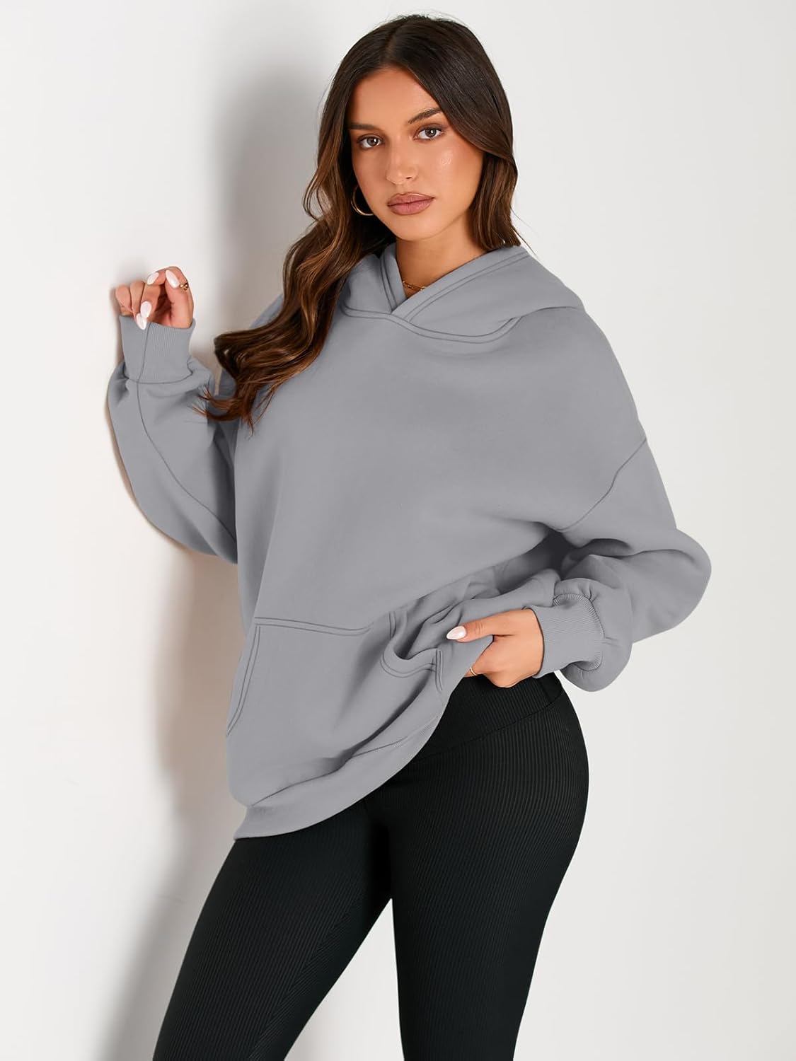 Women's Fleece Oversized Hoodie - Cozy Pullover Sweatshirt for Cold Weather - Picture 221 of 345