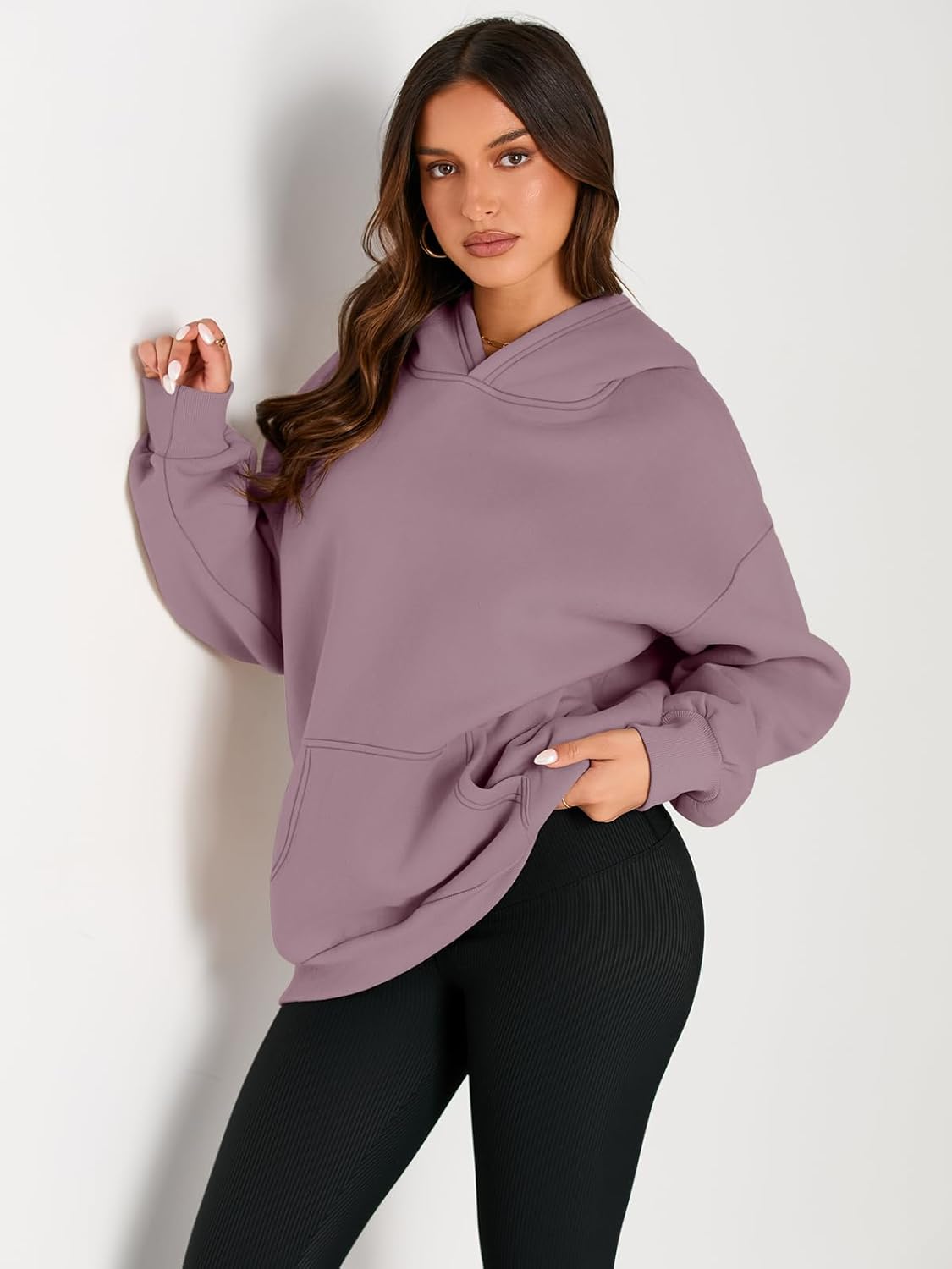 Women's Fleece Oversized Hoodie - Cozy Pullover Sweatshirt for Cold Weather - Picture 228 of 345