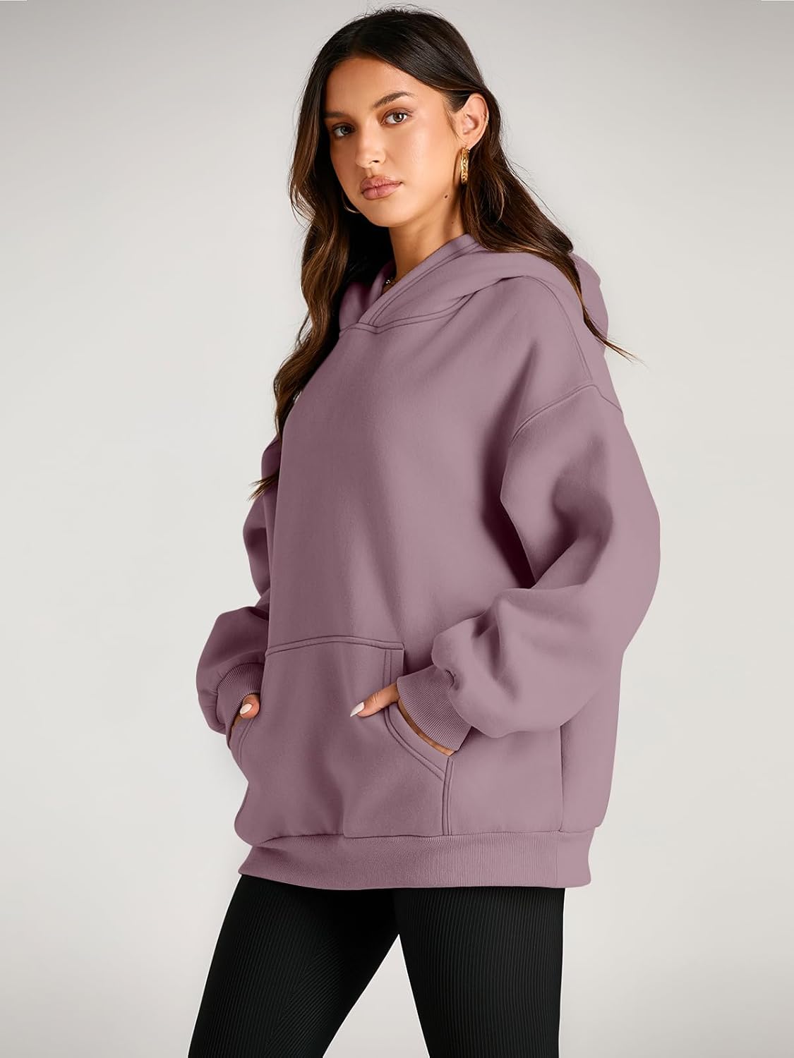 Women's Fleece Oversized Hoodie - Cozy Pullover Sweatshirt for Cold Weather - Picture 229 of 345