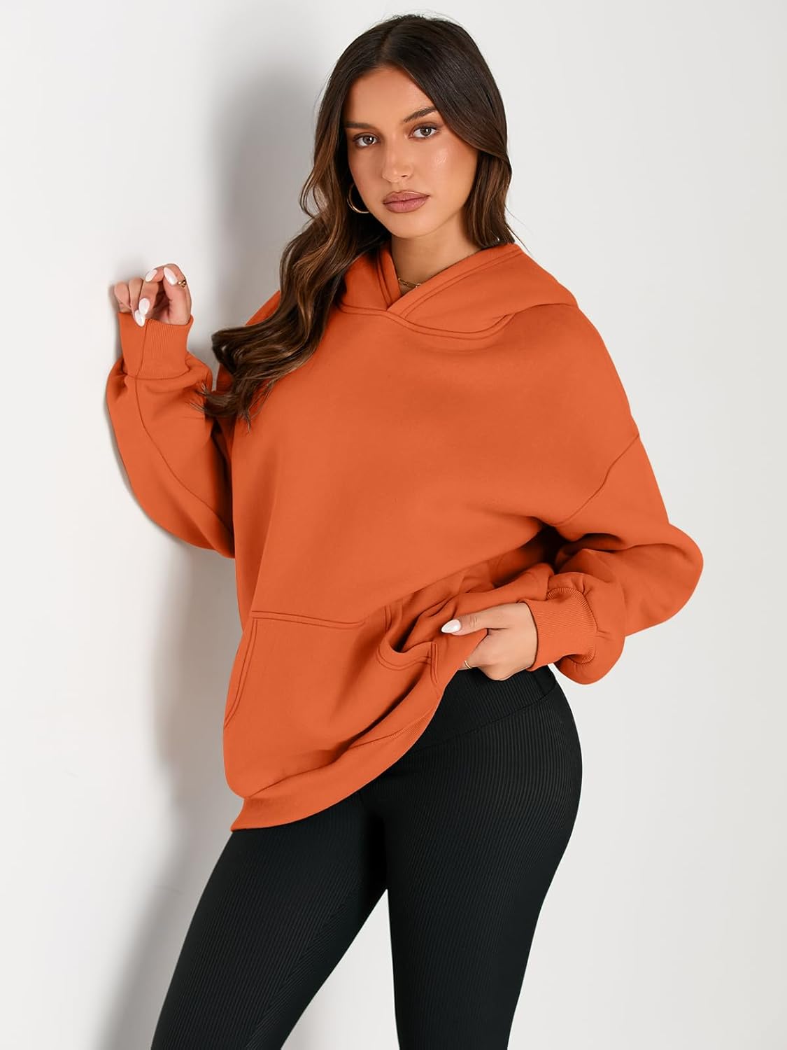 Women's Fleece Oversized Hoodie - Cozy Pullover Sweatshirt for Cold Weather - Picture 235 of 345