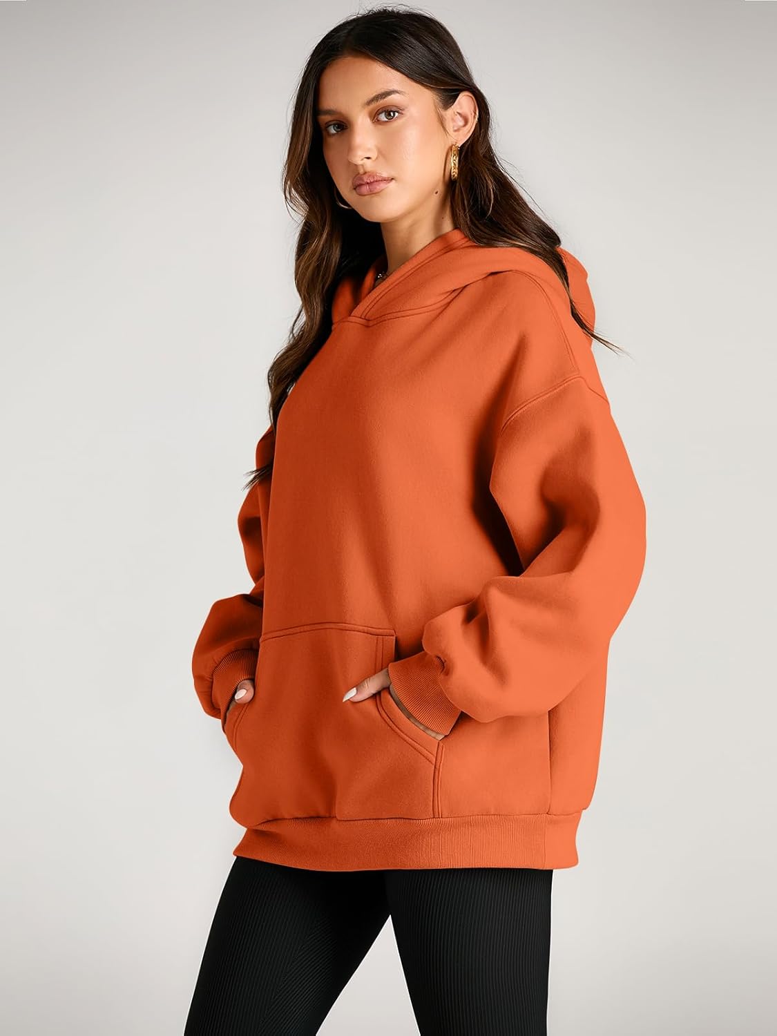 Women's Fleece Oversized Hoodie - Cozy Pullover Sweatshirt for Cold Weather - Picture 236 of 345