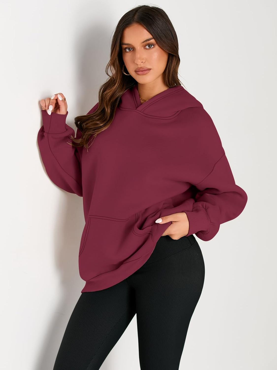 Women's Fleece Oversized Hoodie - Cozy Pullover Sweatshirt for Cold Weather - Picture 242 of 345