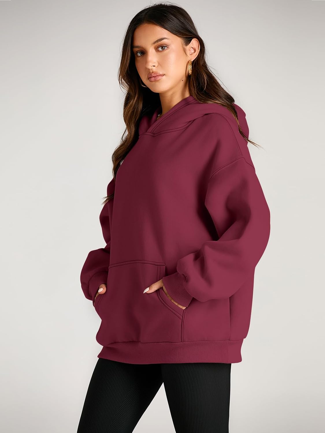 Women's Fleece Oversized Hoodie - Cozy Pullover Sweatshirt for Cold Weather - Picture 243 of 345
