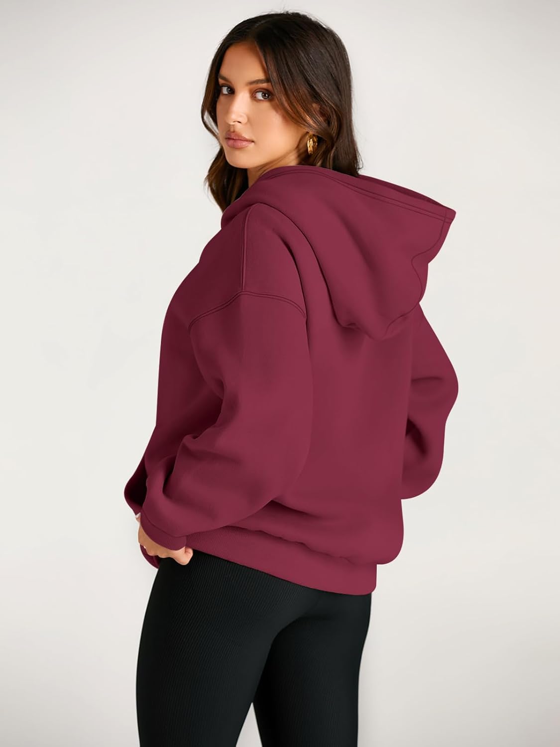 Women's Fleece Oversized Hoodie - Cozy Pullover Sweatshirt for Cold Weather - Picture 244 of 345