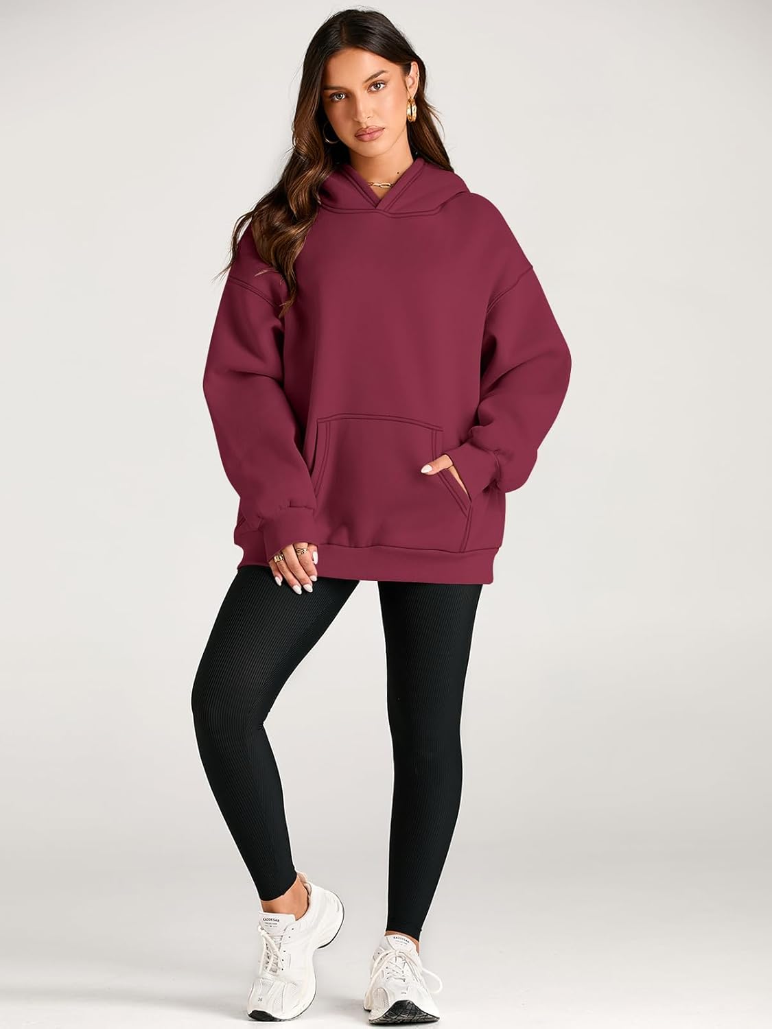 Women's Fleece Oversized Hoodie - Cozy Pullover Sweatshirt for Cold Weather - Picture 245 of 345