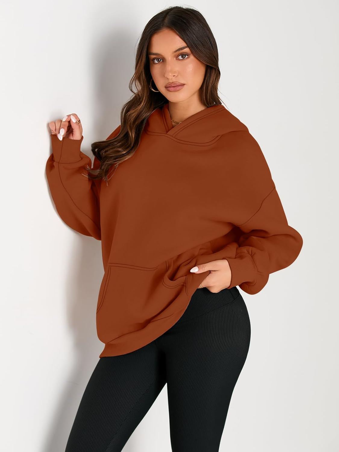 Women's Fleece Oversized Hoodie - Cozy Pullover Sweatshirt for Cold Weather - Picture 298 of 345
