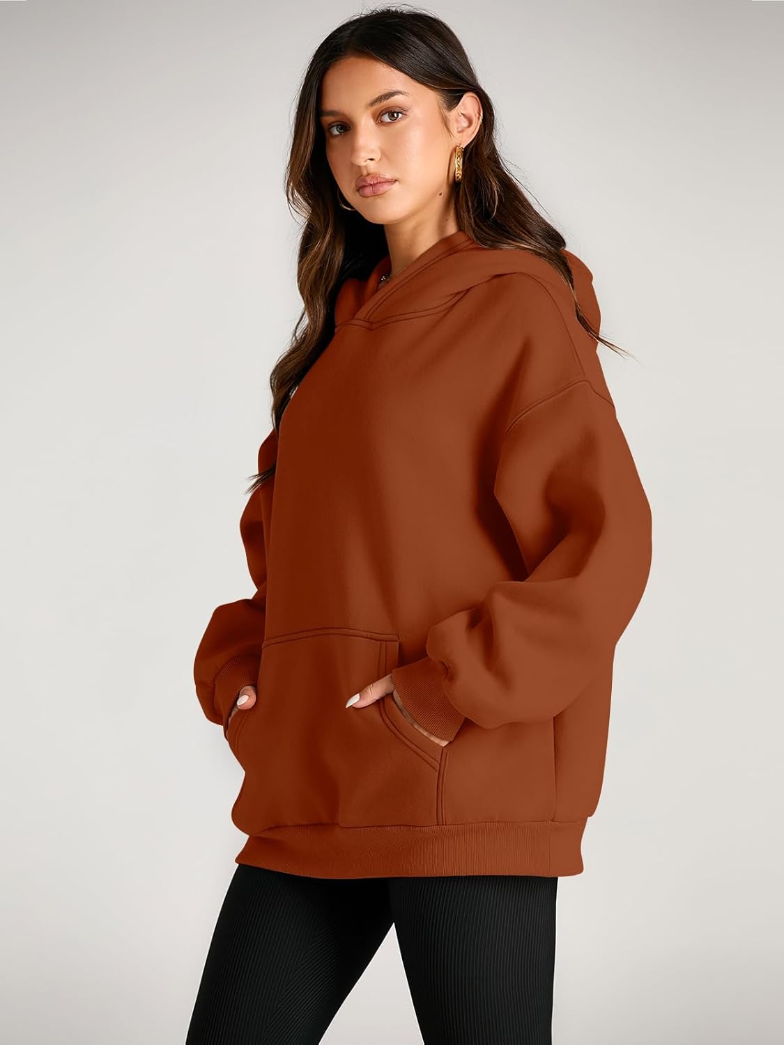 Women's Fleece Oversized Hoodie - Cozy Pullover Sweatshirt for Cold Weather - Picture 299 of 345