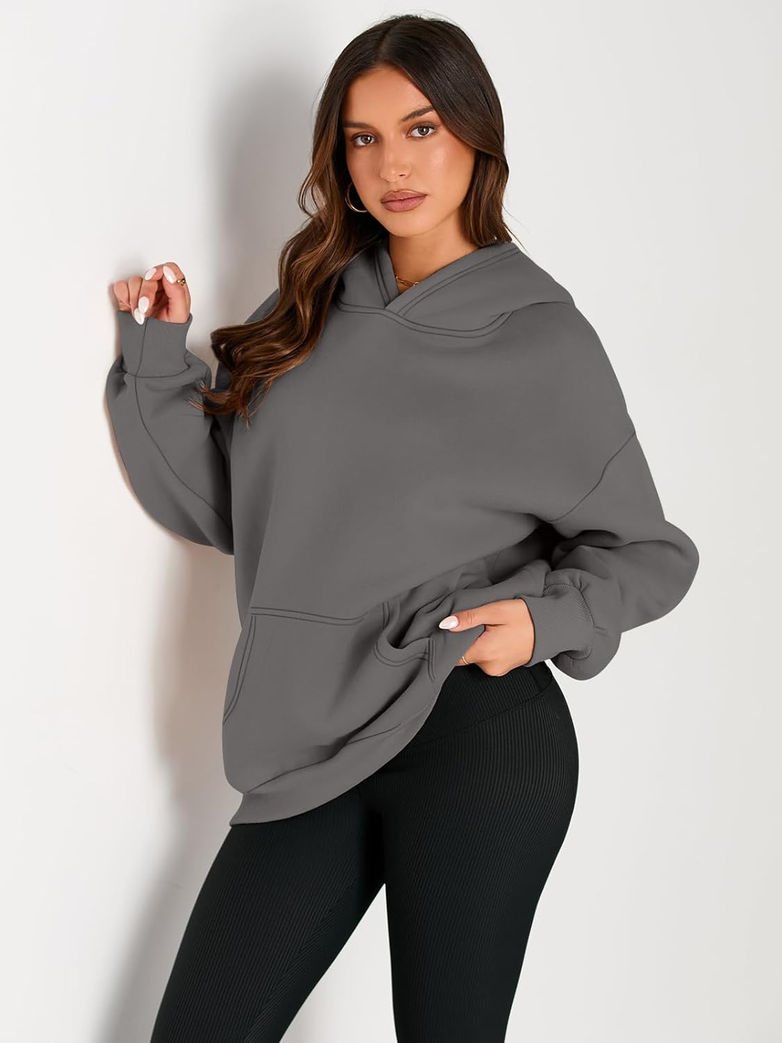 Women's Fleece Oversized Hoodie - Cozy Pullover Sweatshirt for Cold Weather - Picture 312 of 345