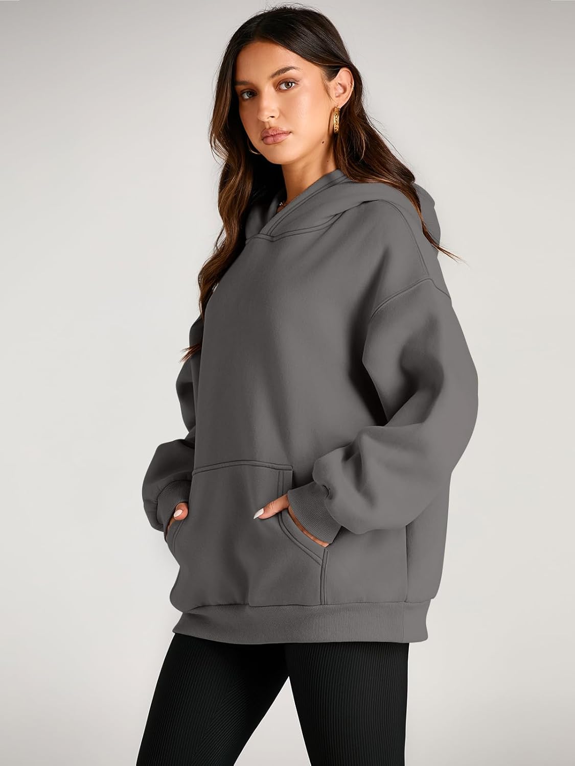Women's Fleece Oversized Hoodie - Cozy Pullover Sweatshirt for Cold Weather - Picture 313 of 345