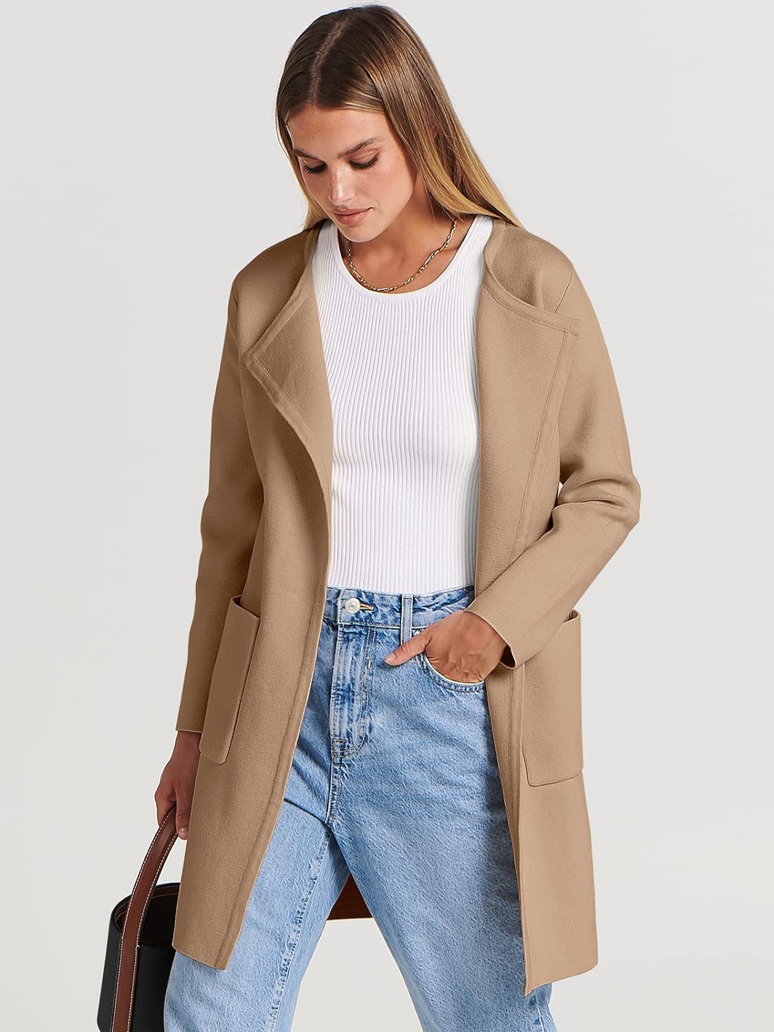 Women's Open Front Knit Lightweight Cardigan Coatigan Sweater Lady Jacket Coat - Picture 32 of 259