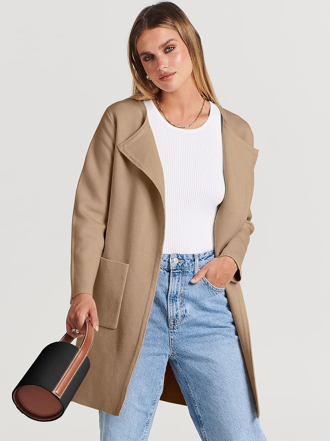 Women's Open Front Knit Lightweight Cardigan Coatigan Sweater Lady Jacket Coat - Picture 33 of 259