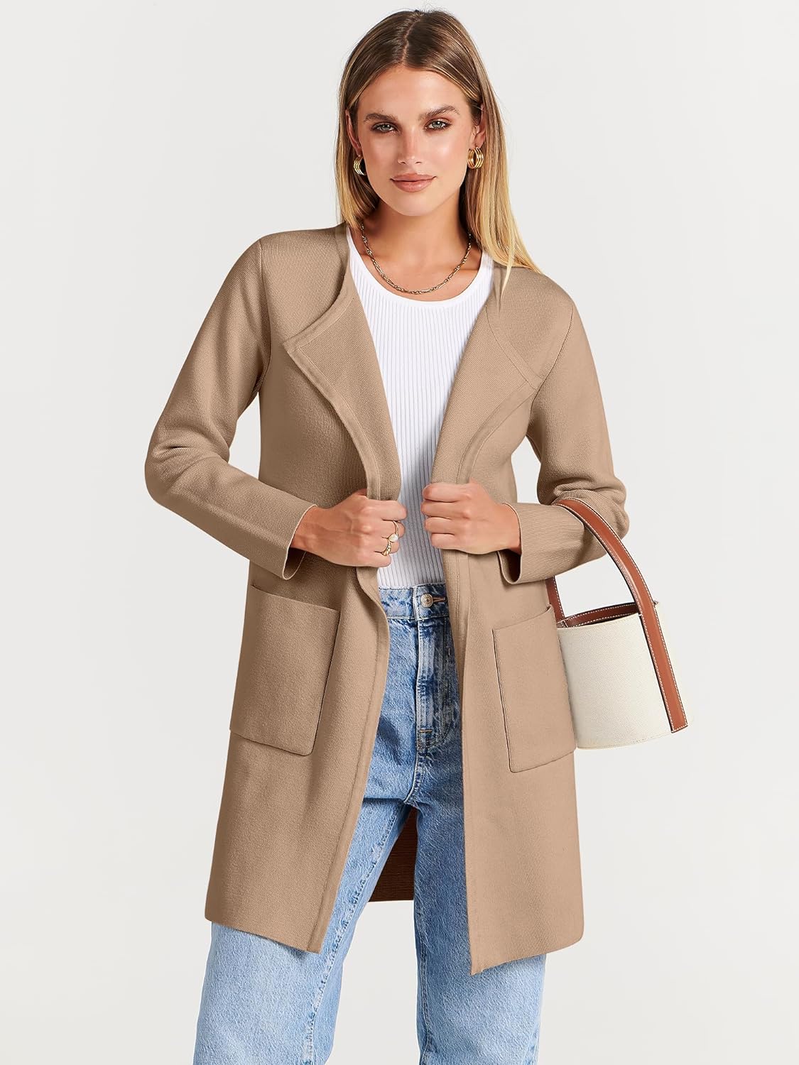 Women's Open Front Knit Lightweight Cardigan Coatigan Sweater Lady Jacket Coat - Picture 35 of 259