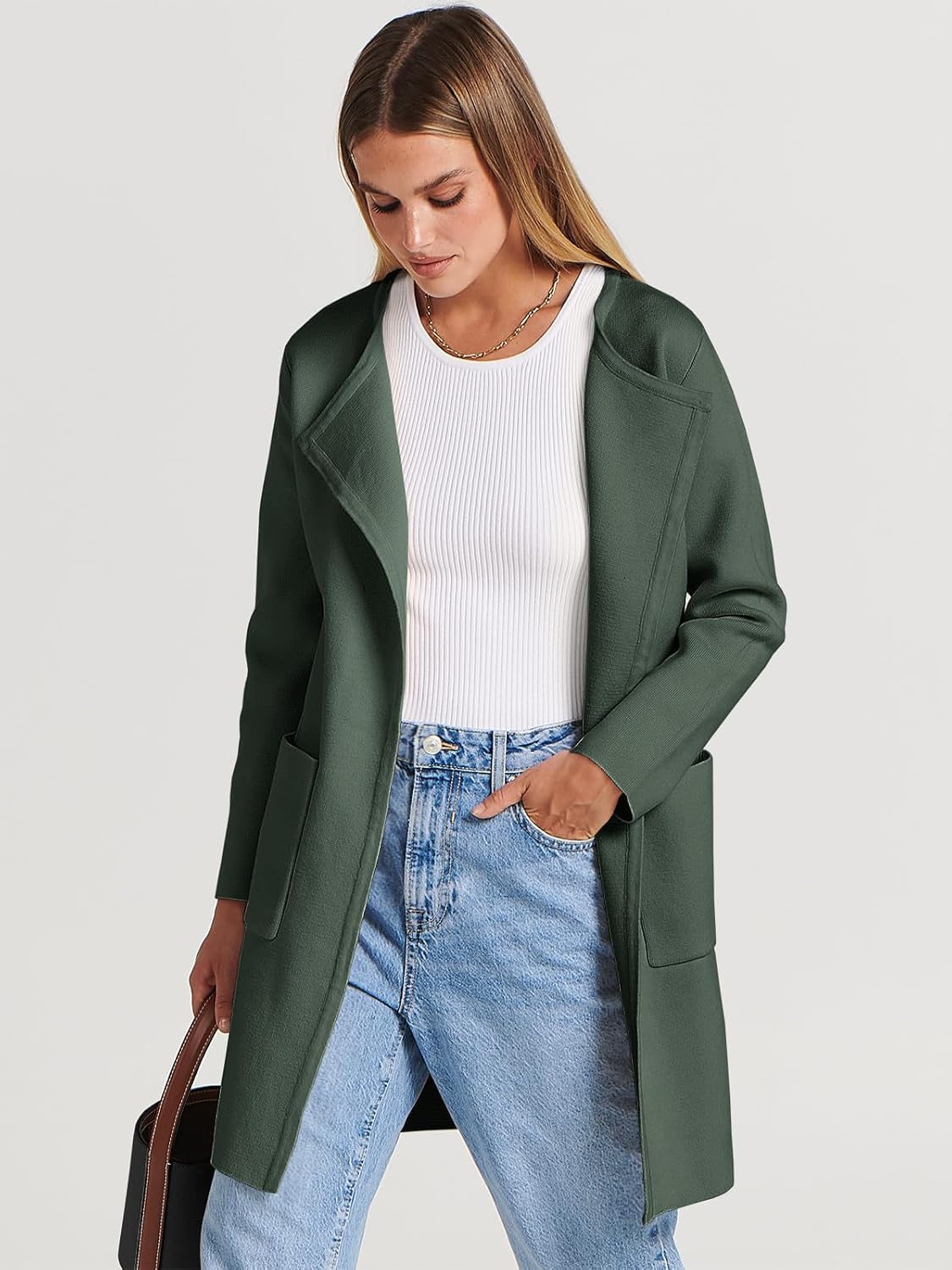 Women's Open Front Knit Lightweight Cardigan Coatigan Sweater Lady Jacket Coat - Picture 41 of 259