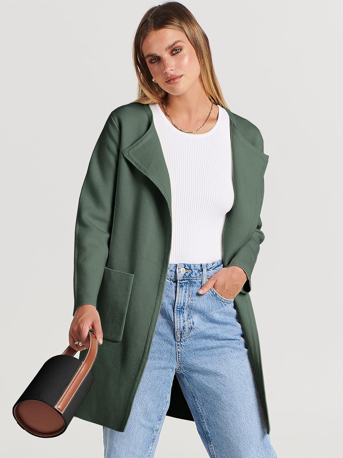 Women's Open Front Knit Lightweight Cardigan Coatigan Sweater Lady Jacket Coat - Picture 42 of 259