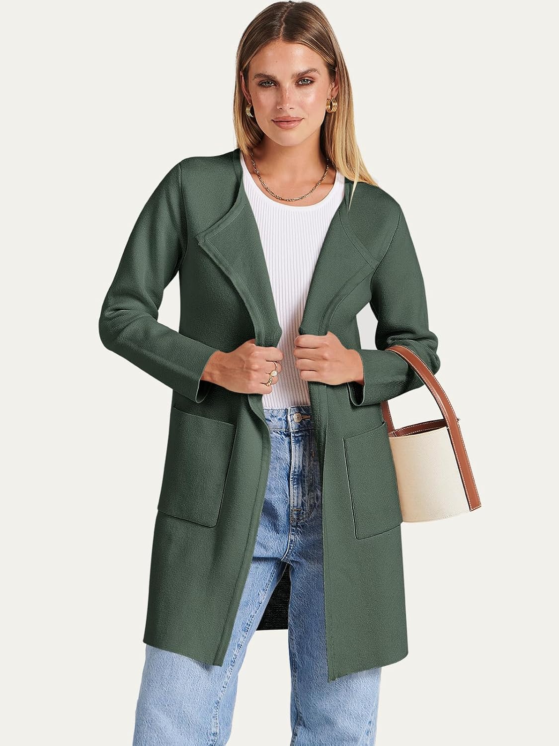 Women's Open Front Knit Lightweight Cardigan Coatigan Sweater Lady Jacket Coat - Picture 44 of 259