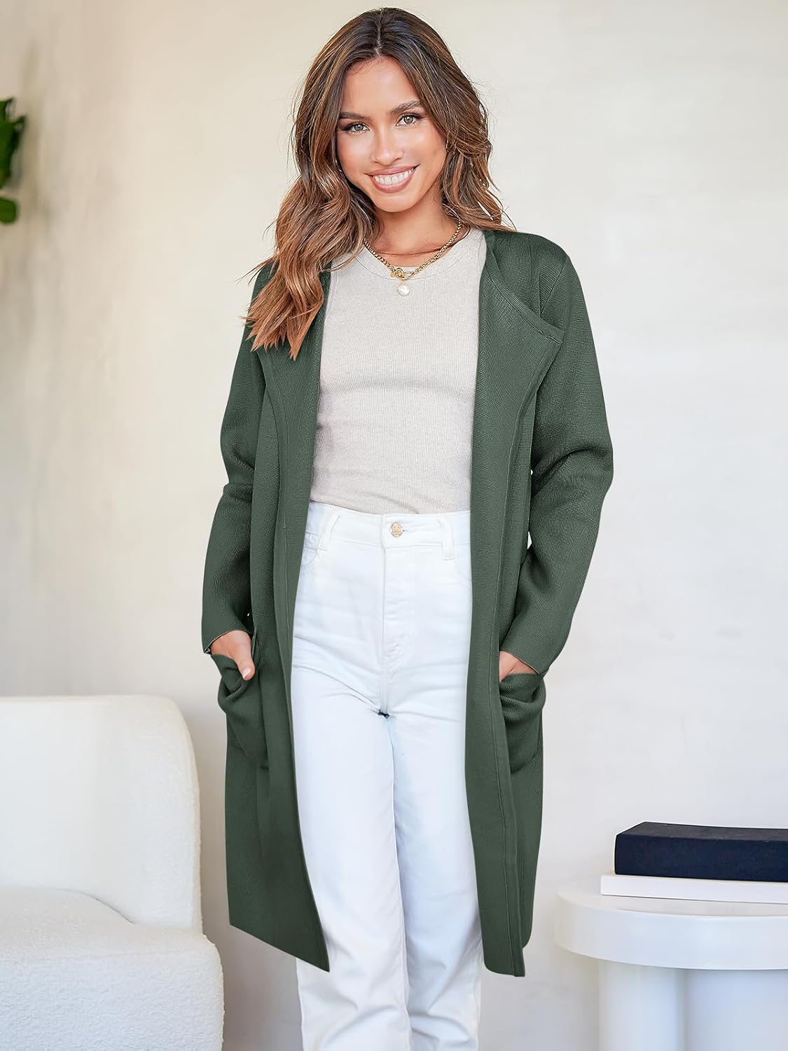 Women's Open Front Knit Lightweight Cardigan Coatigan Sweater Lady Jacket Coat - Picture 46 of 259