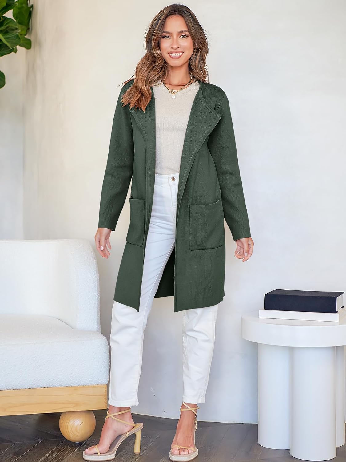 Women's Open Front Knit Lightweight Cardigan Coatigan Sweater Lady Jacket Coat - Picture 47 of 259