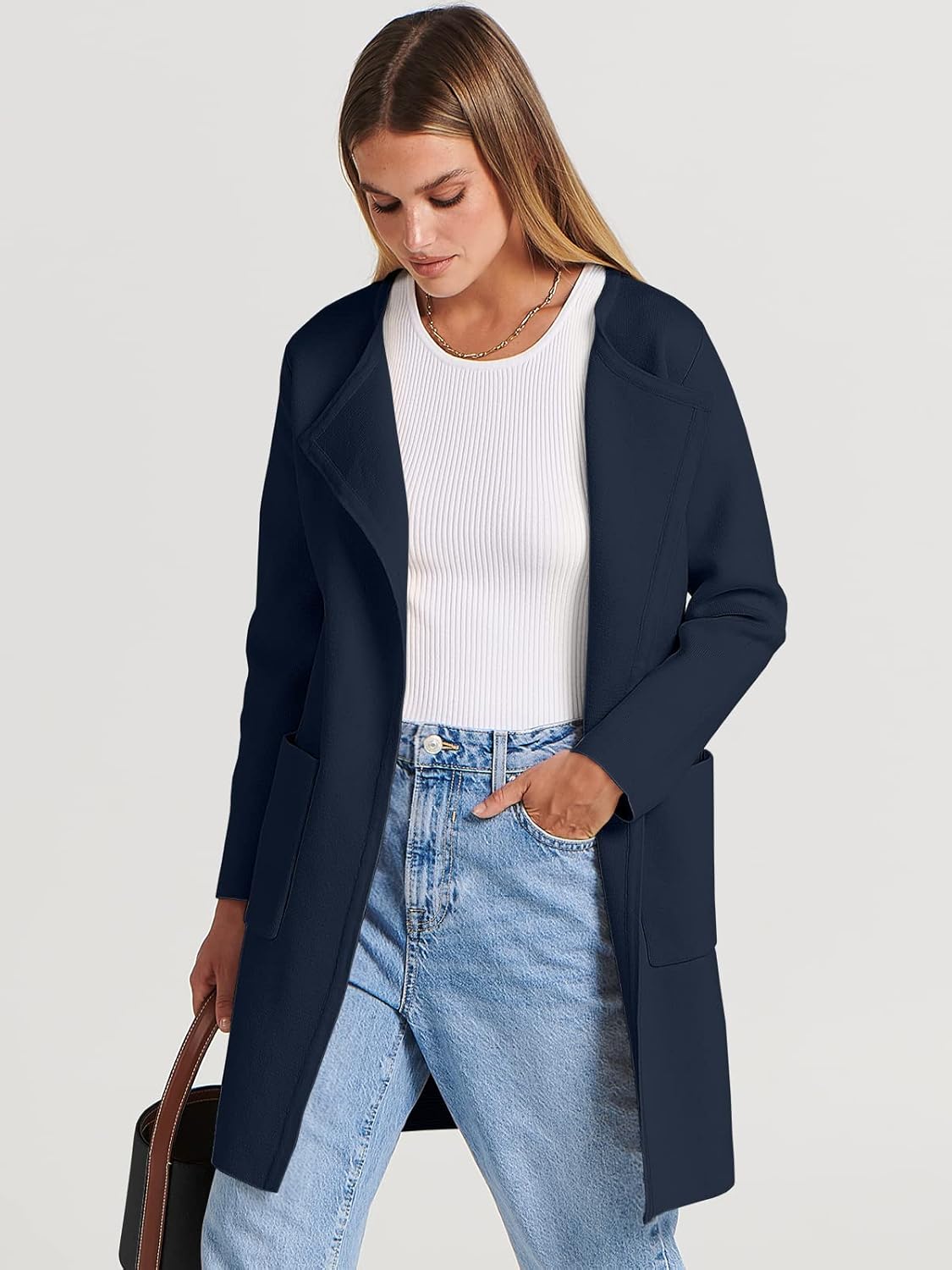 Women's Open Front Knit Lightweight Cardigan Coatigan Sweater Lady Jacket Coat - Picture 66 of 259
