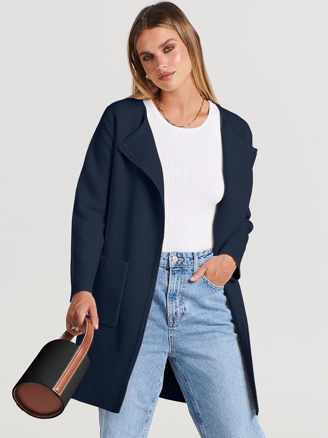 Women's Open Front Knit Lightweight Cardigan Coatigan Sweater Lady Jacket Coat - Picture 67 of 259