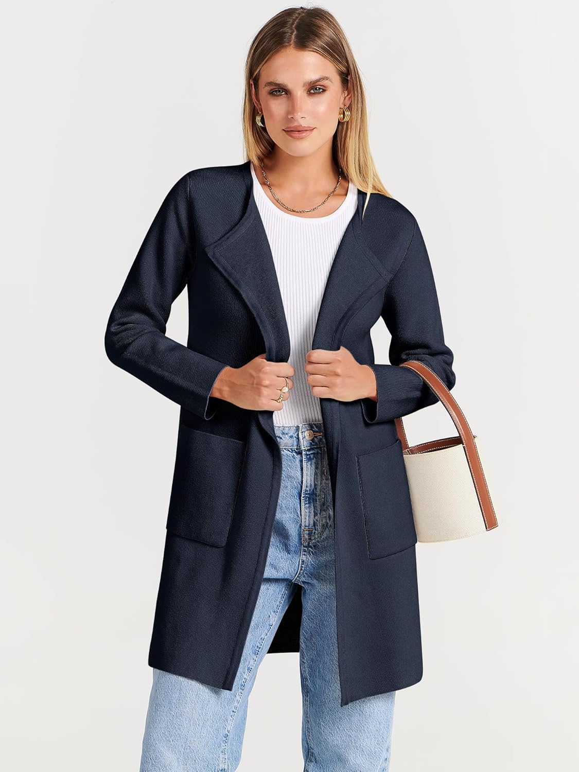 Women's Open Front Knit Lightweight Cardigan Coatigan Sweater Lady Jacket Coat - Picture 69 of 259