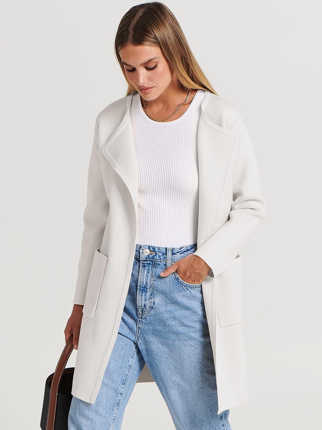 Women's Open Front Knit Lightweight Cardigan Coatigan Sweater Lady Jacket Coat - Picture 75 of 259
