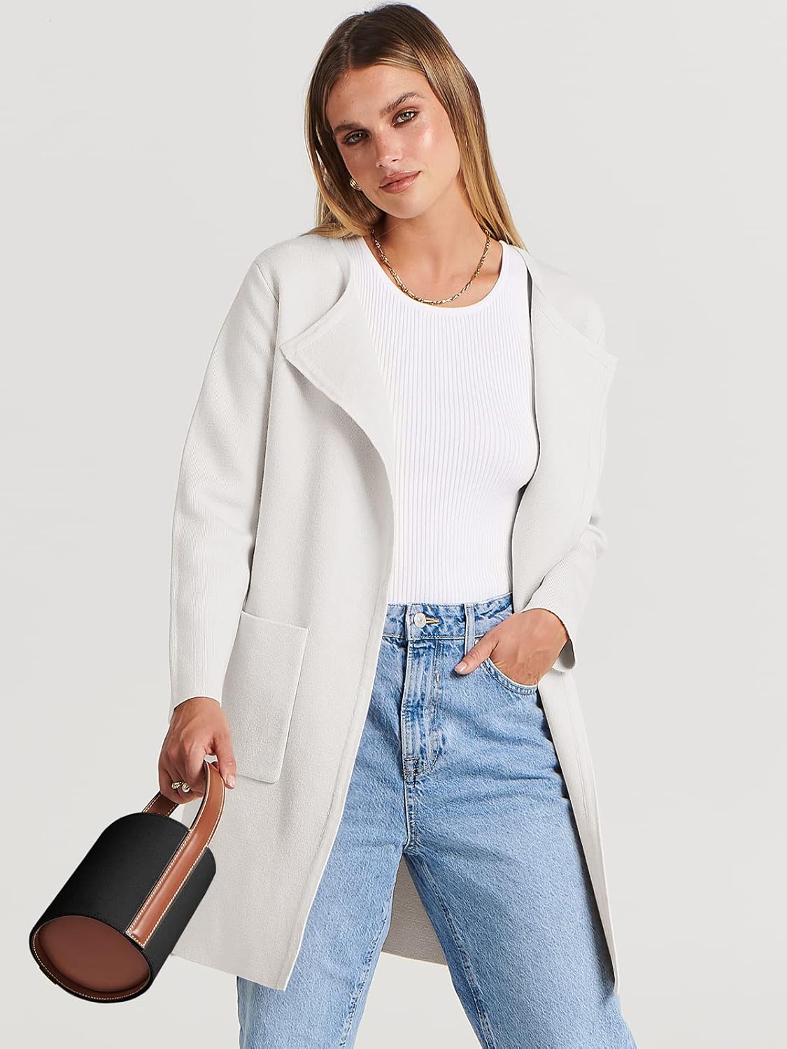 Women's Open Front Knit Lightweight Cardigan Coatigan Sweater Lady Jacket Coat - Picture 76 of 259
