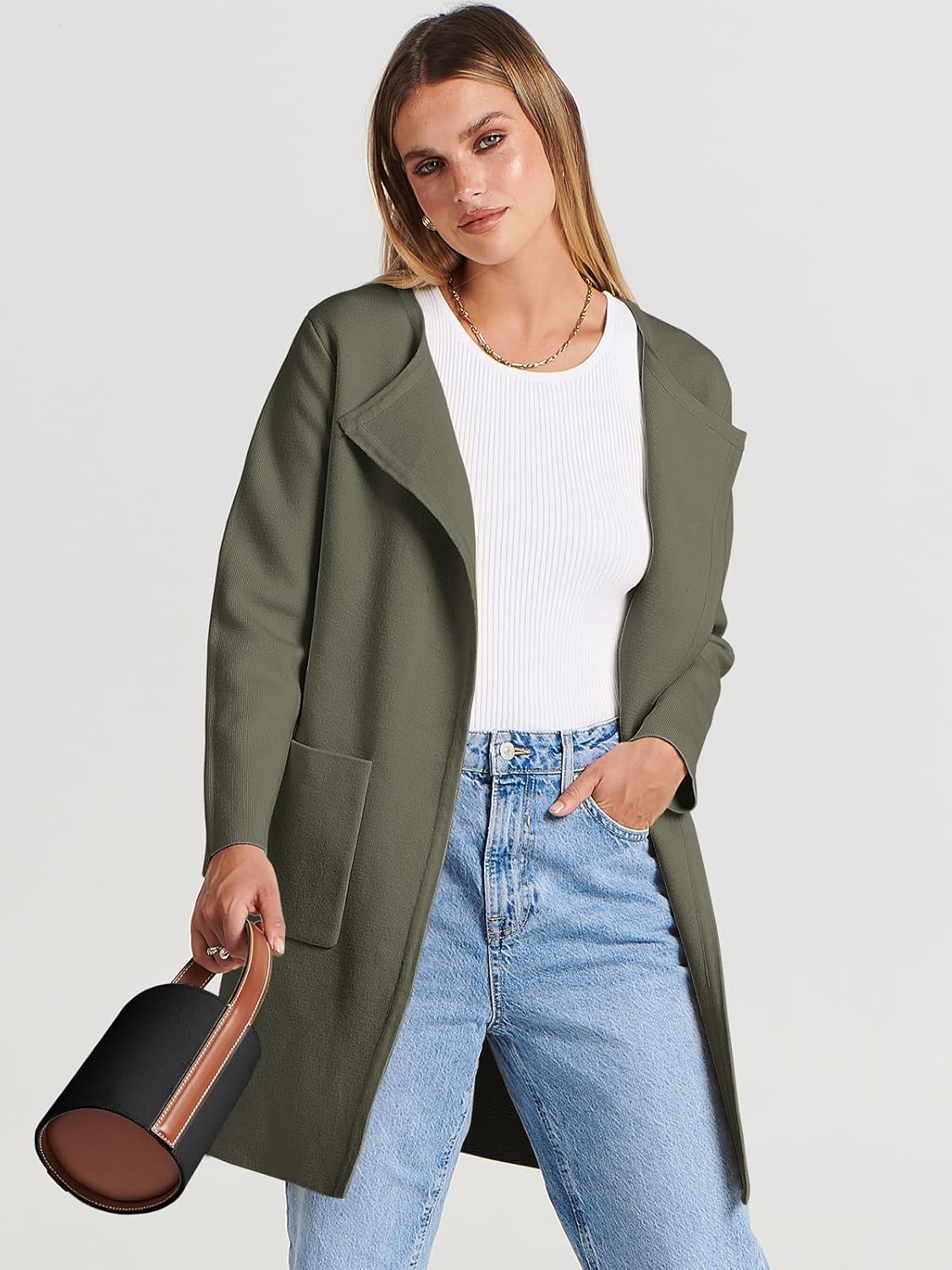 Women's Open Front Knit Lightweight Cardigan Coatigan Sweater Lady Jacket Coat - Picture 85 of 259