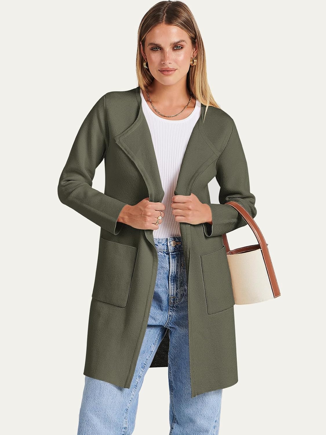 Women's Open Front Knit Lightweight Cardigan Coatigan Sweater Lady Jacket Coat - Picture 87 of 259