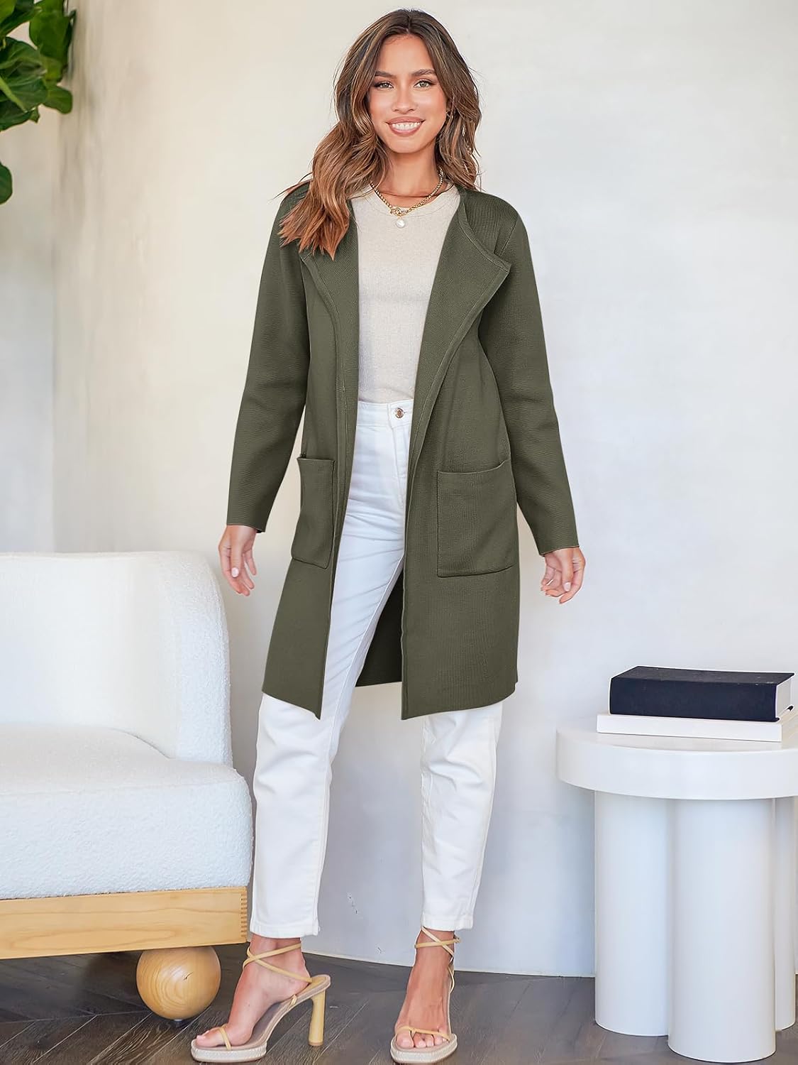 Women's Open Front Knit Lightweight Cardigan Coatigan Sweater Lady Jacket Coat - Picture 90 of 259