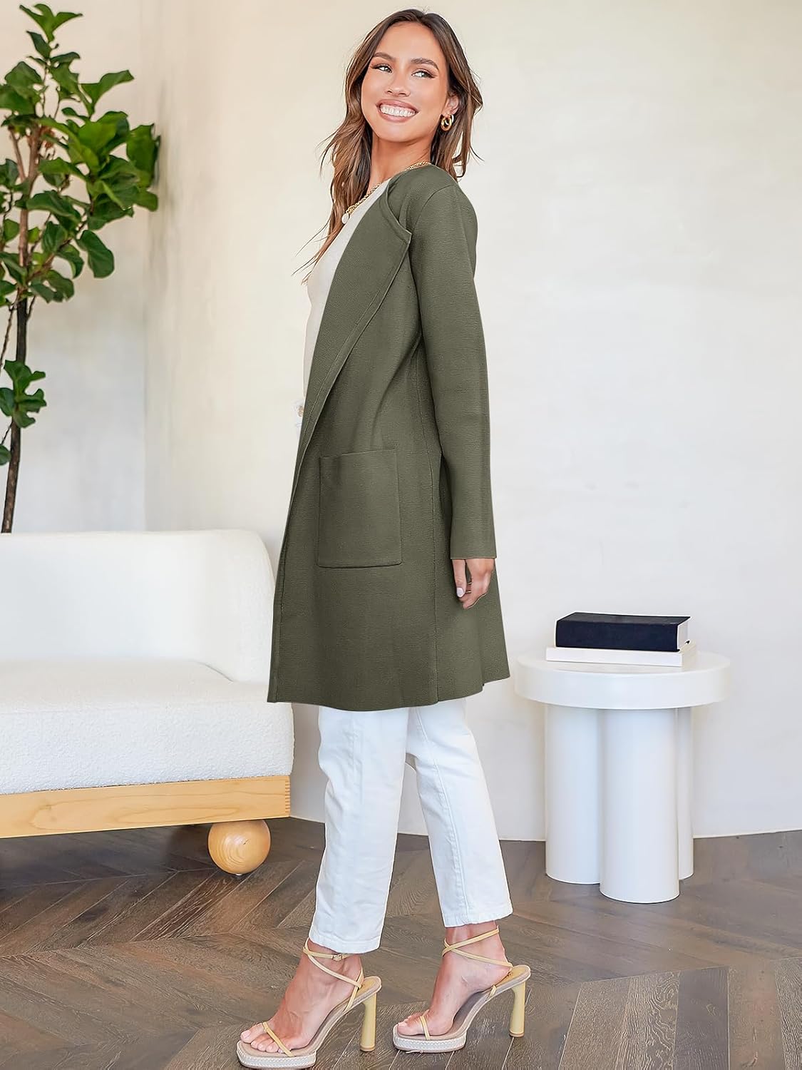 Women's Open Front Knit Lightweight Cardigan Coatigan Sweater Lady Jacket Coat - Picture 91 of 259