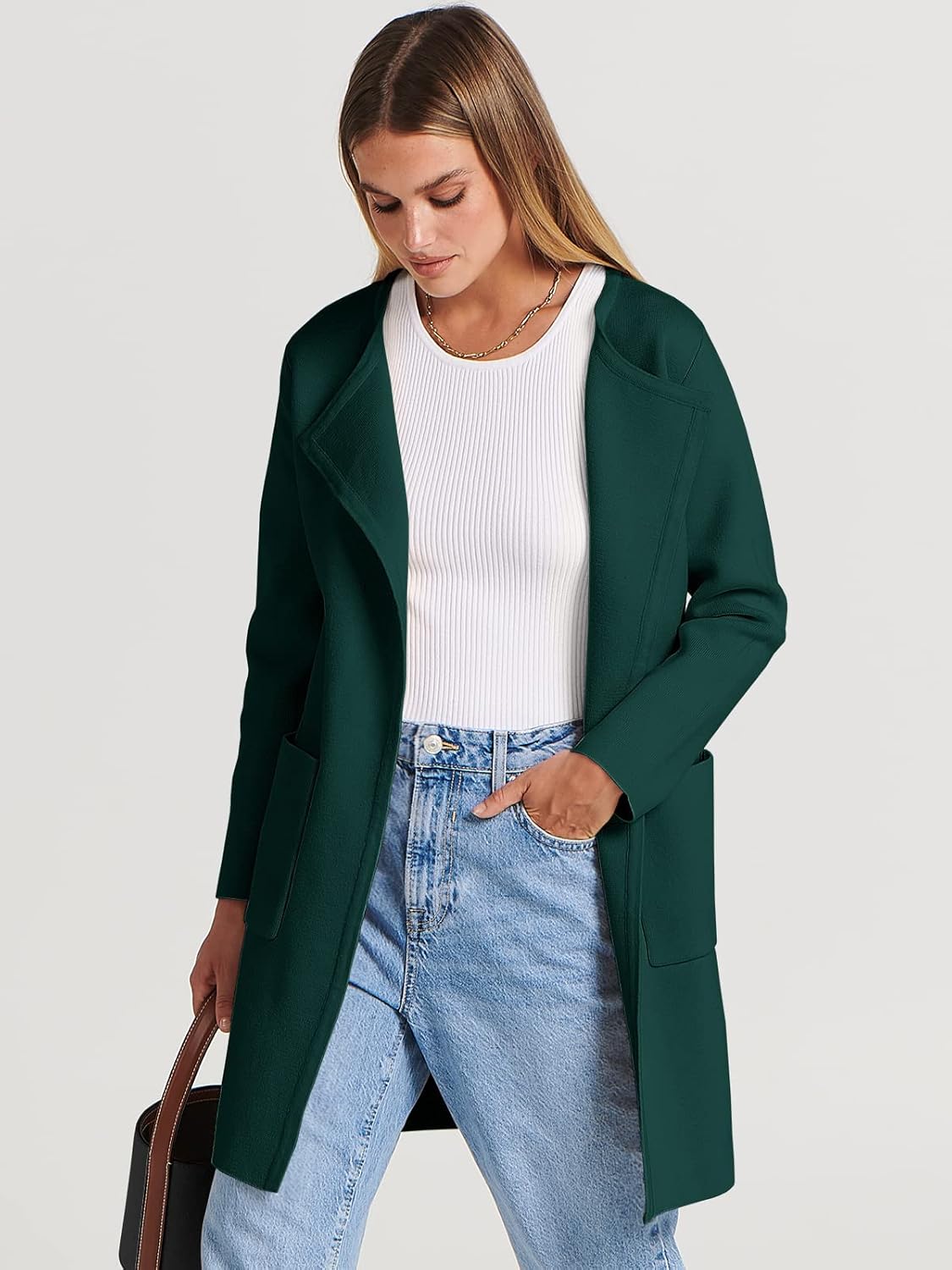 Women's Open Front Knit Lightweight Cardigan Coatigan Sweater Lady Jacket Coat - Picture 93 of 259