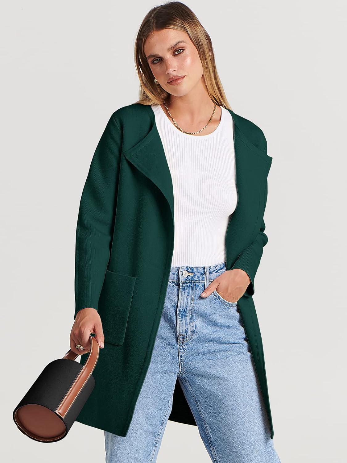 Women's Open Front Knit Lightweight Cardigan Coatigan Sweater Lady Jacket Coat - Picture 94 of 259