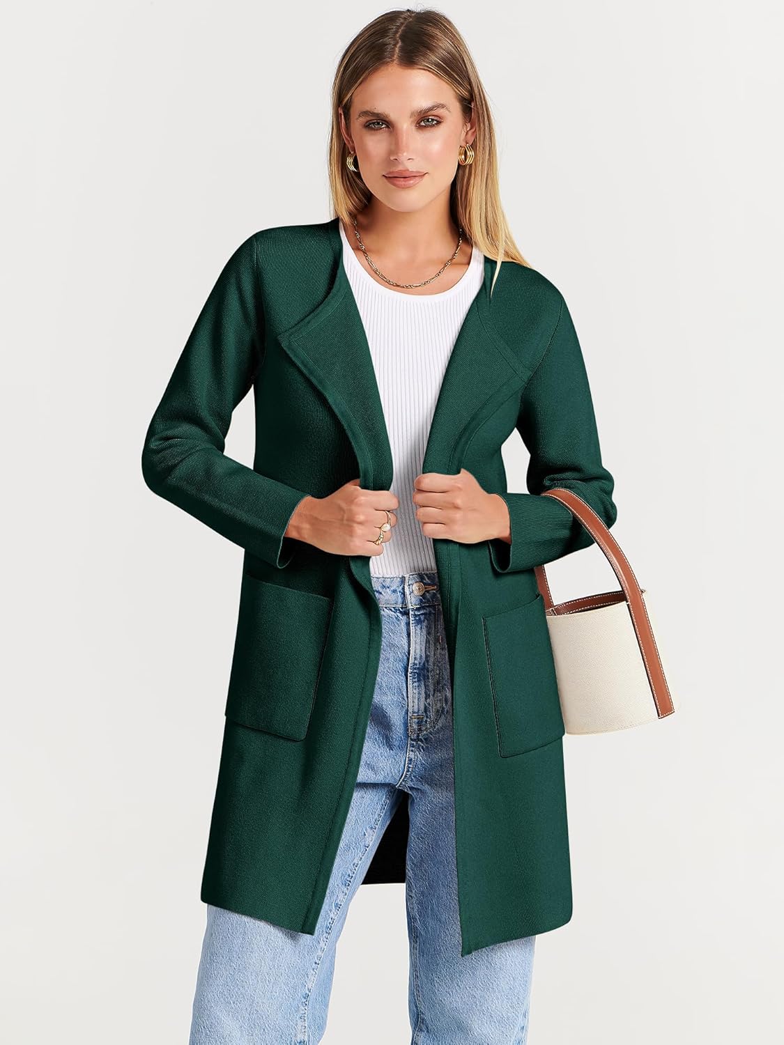 Women's Open Front Knit Lightweight Cardigan Coatigan Sweater Lady Jacket Coat - Picture 96 of 259