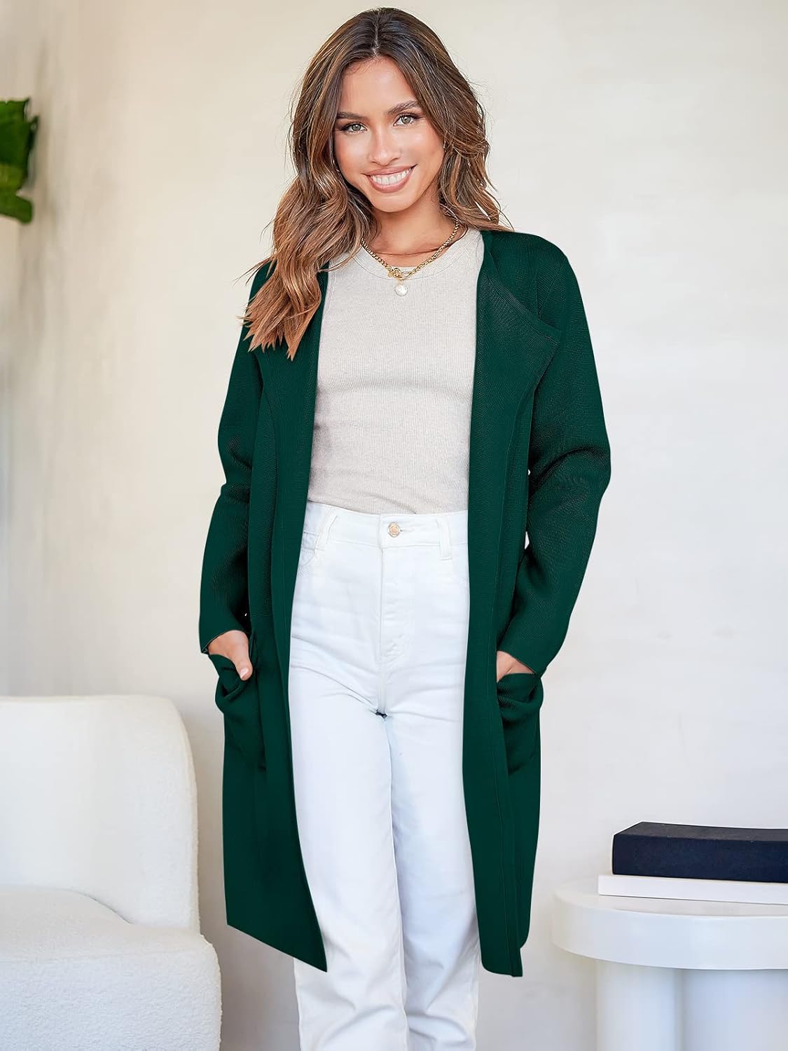 Women's Open Front Knit Lightweight Cardigan Coatigan Sweater Lady Jacket Coat - Picture 98 of 259