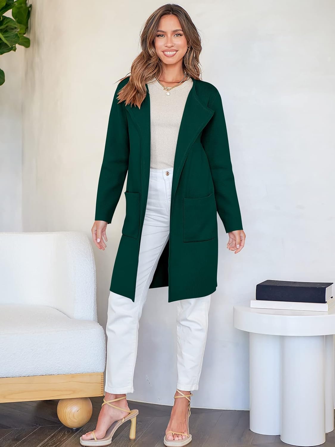 Women's Open Front Knit Lightweight Cardigan Coatigan Sweater Lady Jacket Coat - Picture 99 of 259