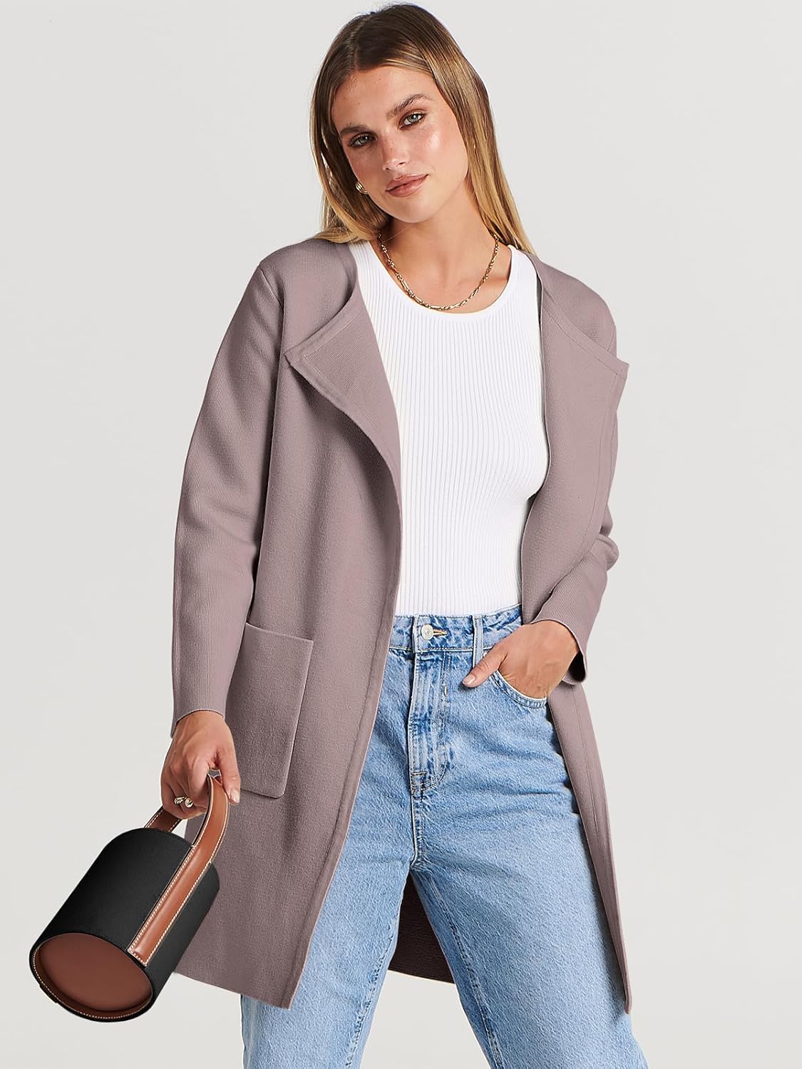 Women's Open Front Knit Lightweight Cardigan Coatigan Sweater Lady Jacket Coat - Picture 103 of 259
