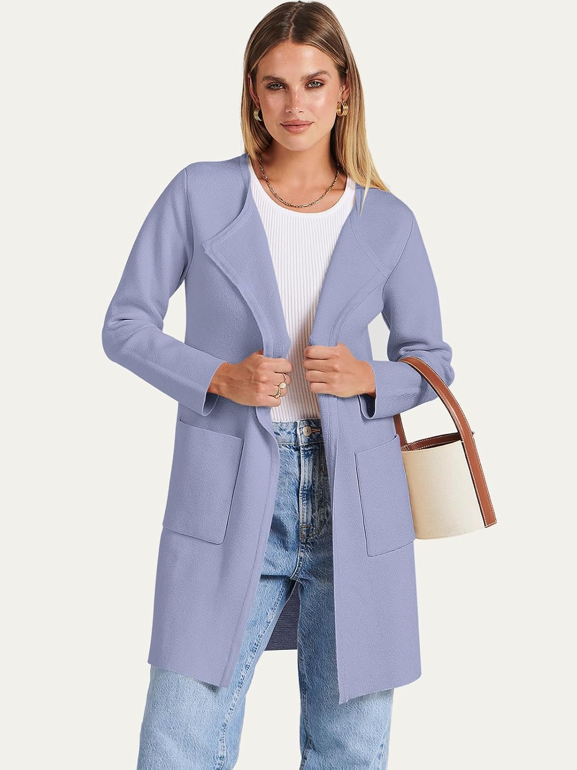Women's Open Front Knit Lightweight Cardigan Coatigan Sweater Lady Jacket Coat - Picture 114 of 259