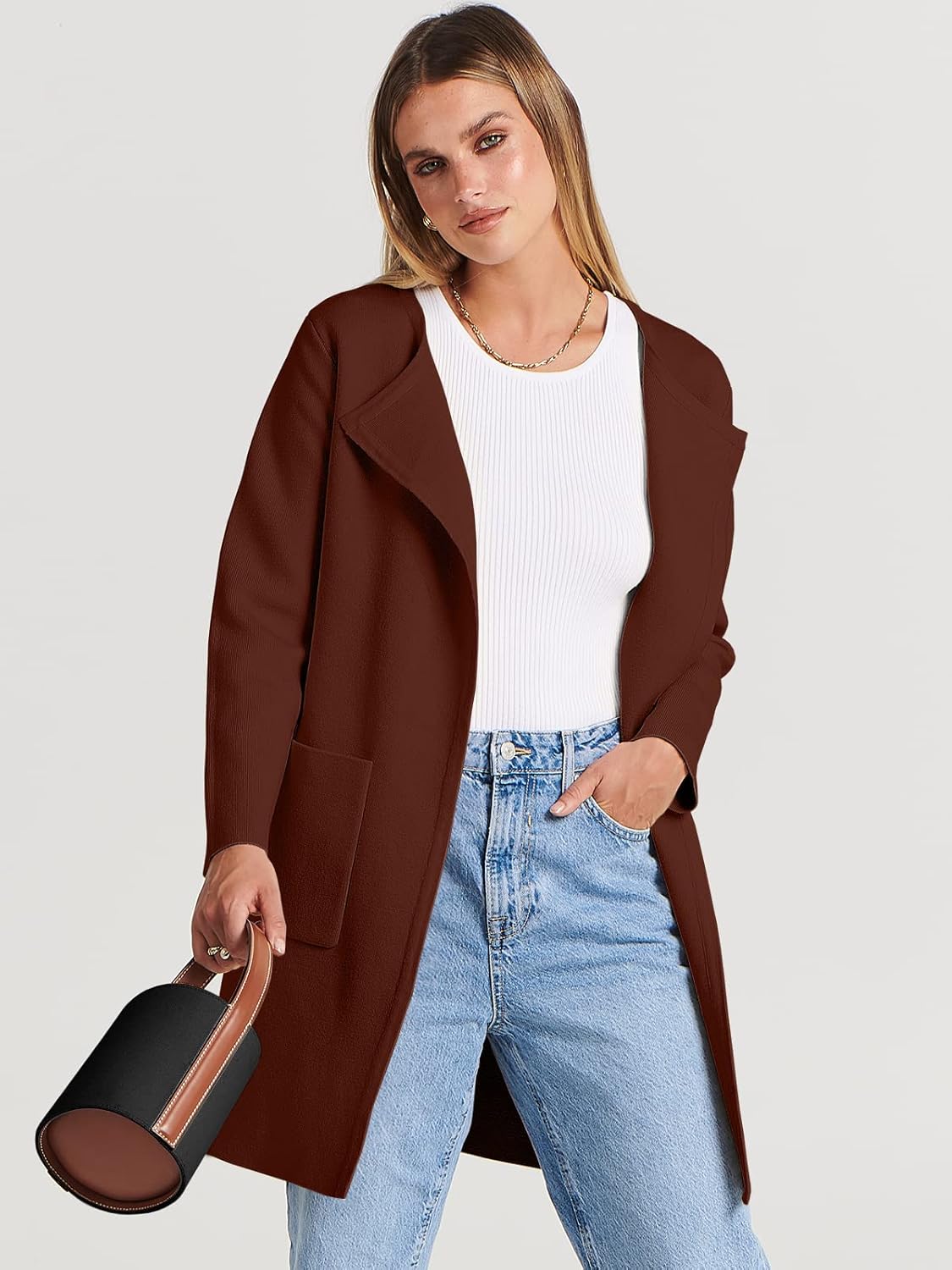Women's Open Front Knit Lightweight Cardigan Coatigan Sweater Lady Jacket Coat - Picture 121 of 259
