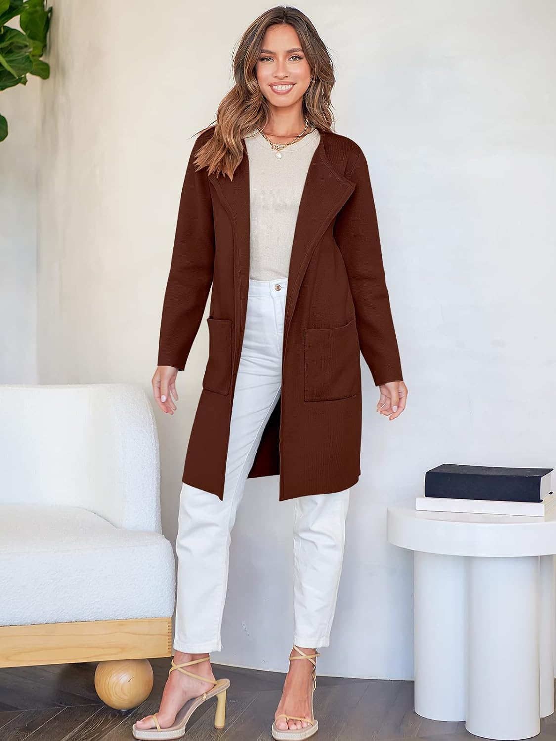 Women's Open Front Knit Lightweight Cardigan Coatigan Sweater Lady Jacket Coat - Picture 126 of 259